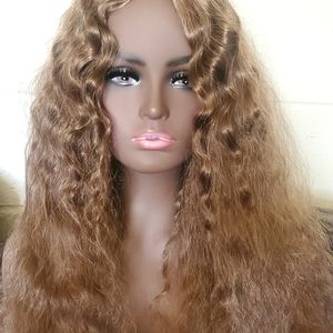 Brown long synthetic wig